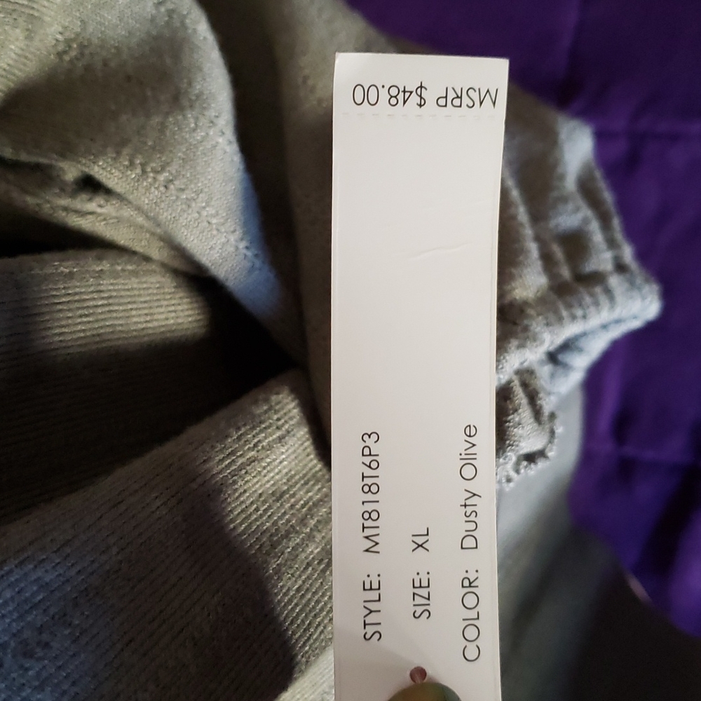NWT ZAC & RACHEL Olive Green Long Sleeve Top size XL - Picture 5 of 9